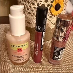 Sephora must haves - Cream Lip Stain, Plum Effect Gloss, Peeling Serum